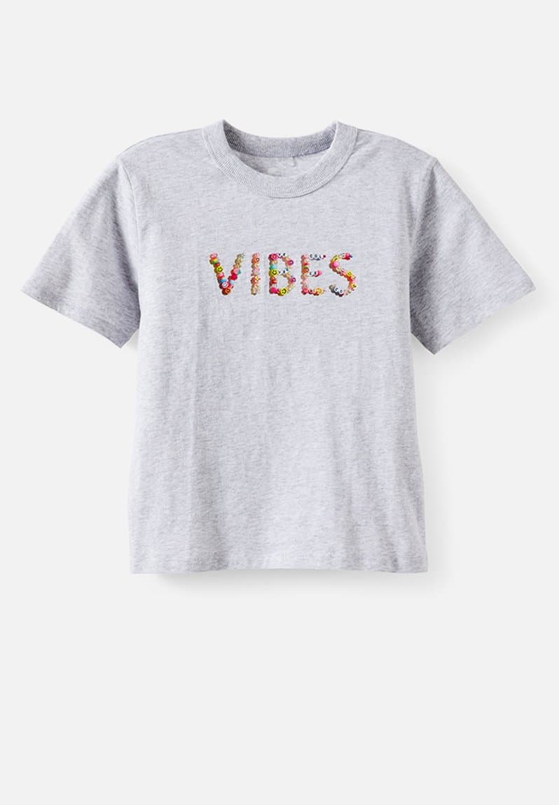 Essential Short Sleeve Graphic Tee Grey Marle/Vibes