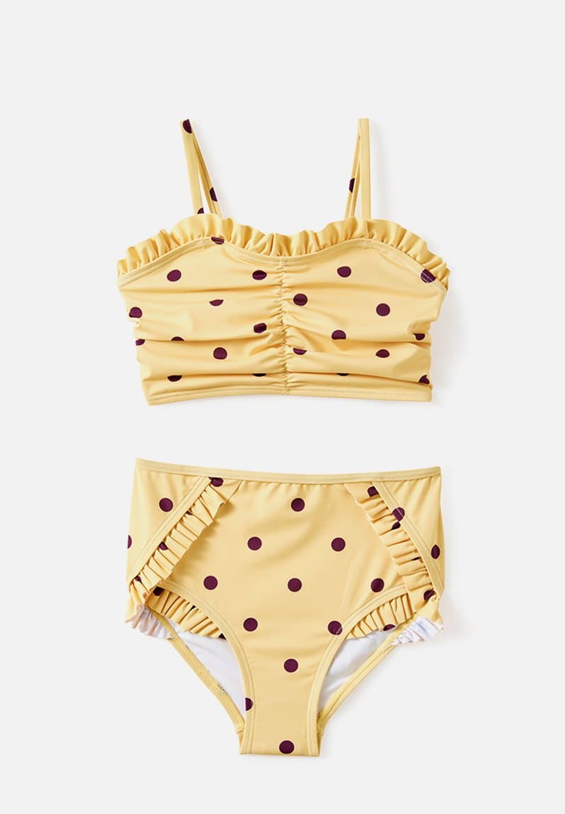 Claire Frill Bikini Baby Yellow/Bordeaux Spot