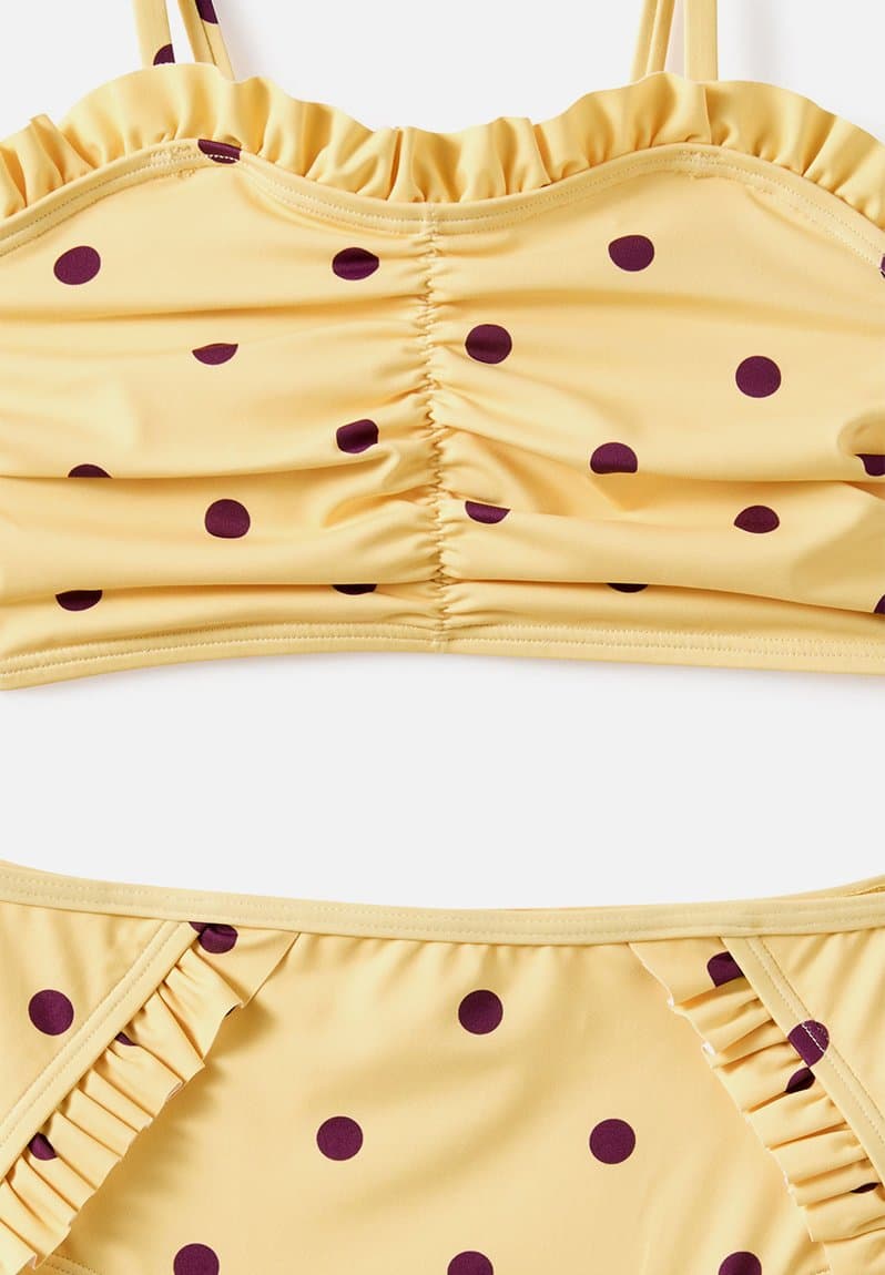 Claire Frill Bikini Baby Yellow/Bordeaux Spot, view 2