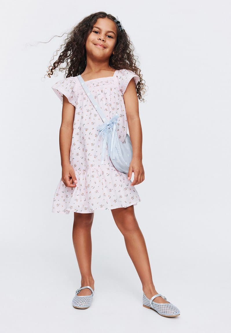 Billie Flutter Sleeve Dress Tea Party Pink/Floral