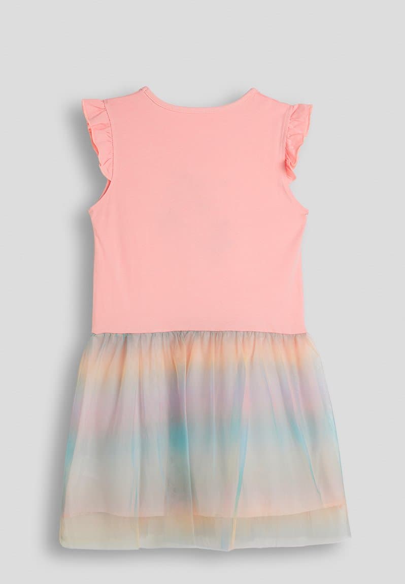 Unicorn t-shirt dress with ombre tulle skirt, view 2