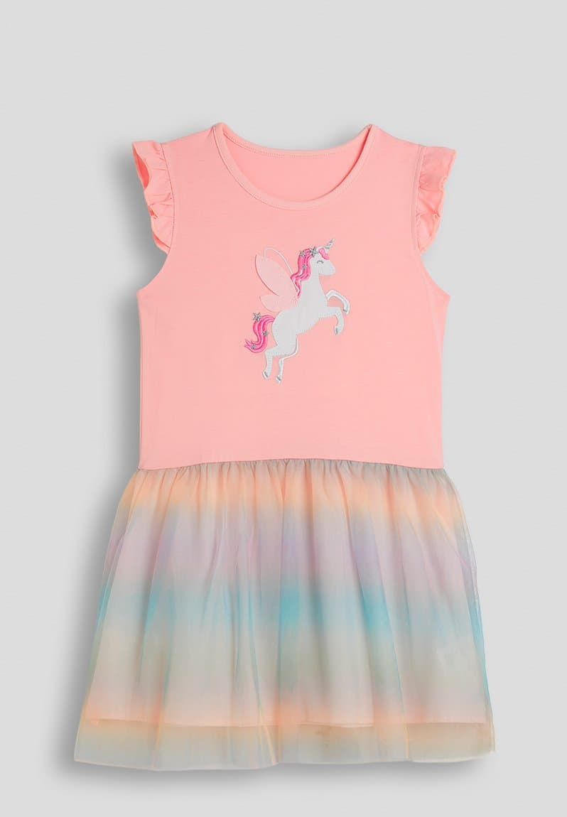 Unicorn t-shirt dress with ombre tulle skirt