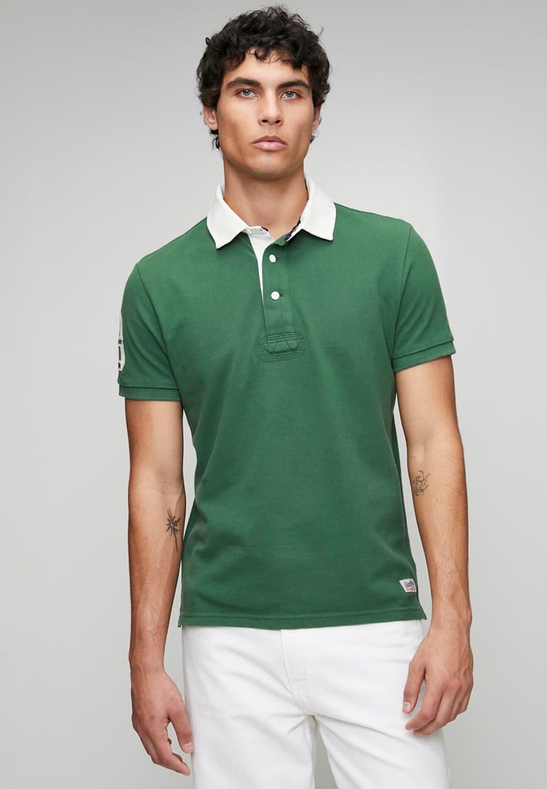 Vintage Pique Rugby Polo-Hunter