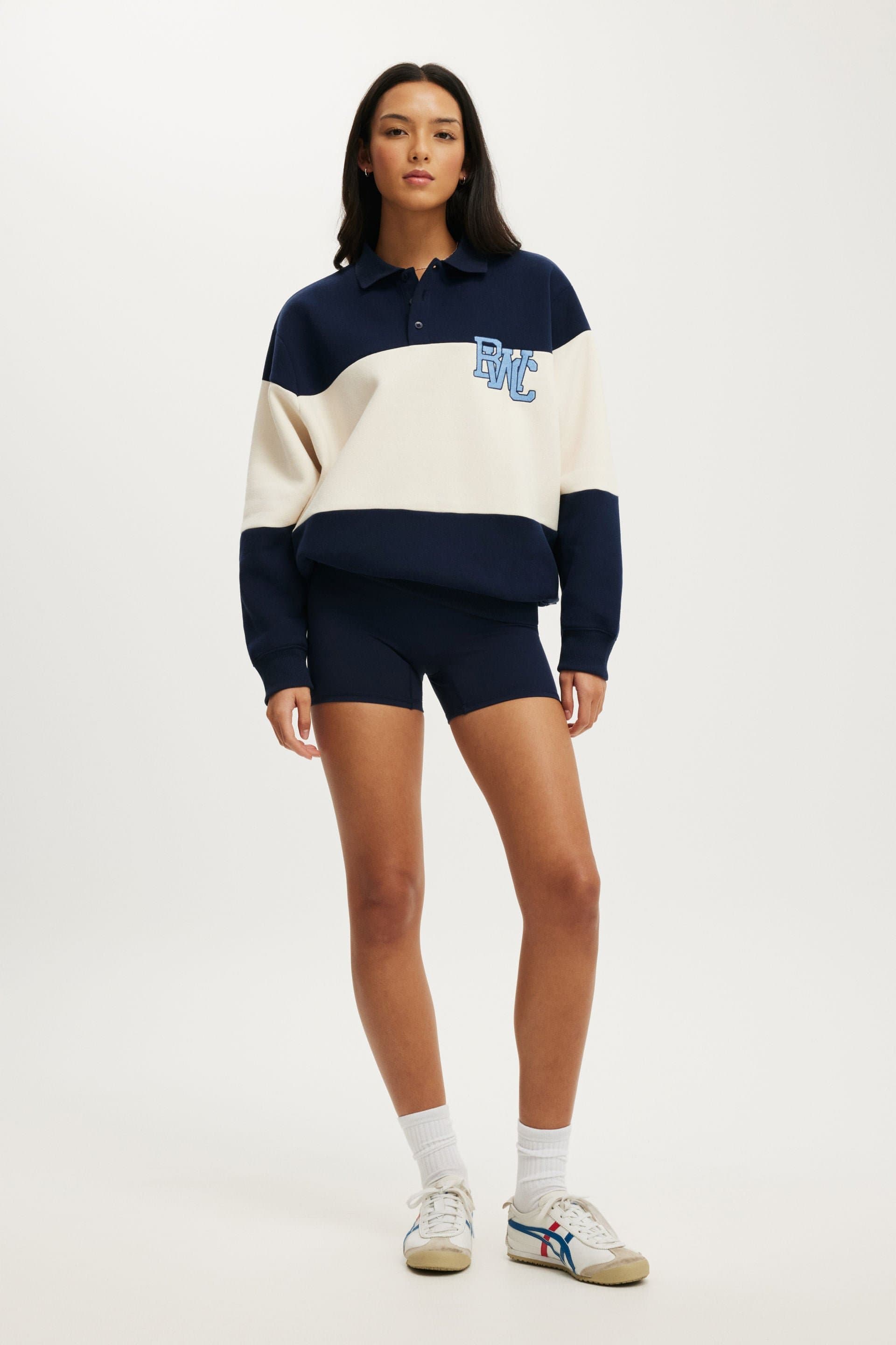 Plush Graphic Rugby Sweatshirt Prep Sport Navy/Bwc, view 2