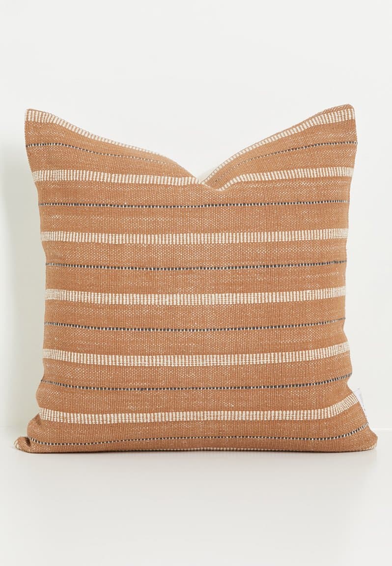 Cotton Woven Striped Cushion Rust