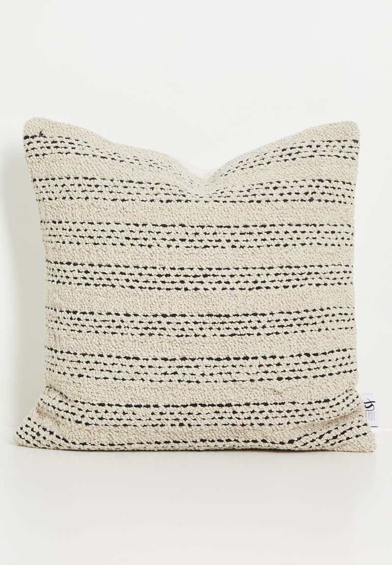 Tay Stripe Cotton Woven Cushion Cover Neutral
