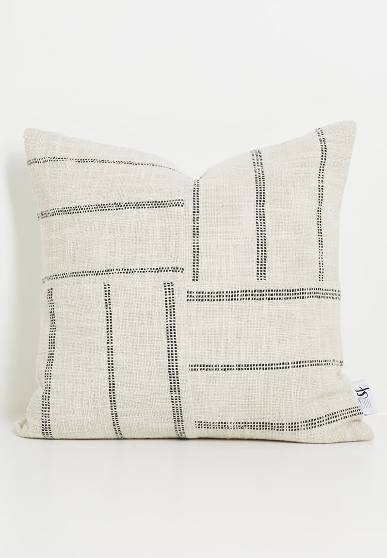 Reese Stripe Cotton Woven Cushion cover Neutral