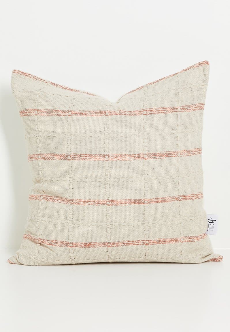 Jordan Stripe Cotton Woven Cushion Cover Rust