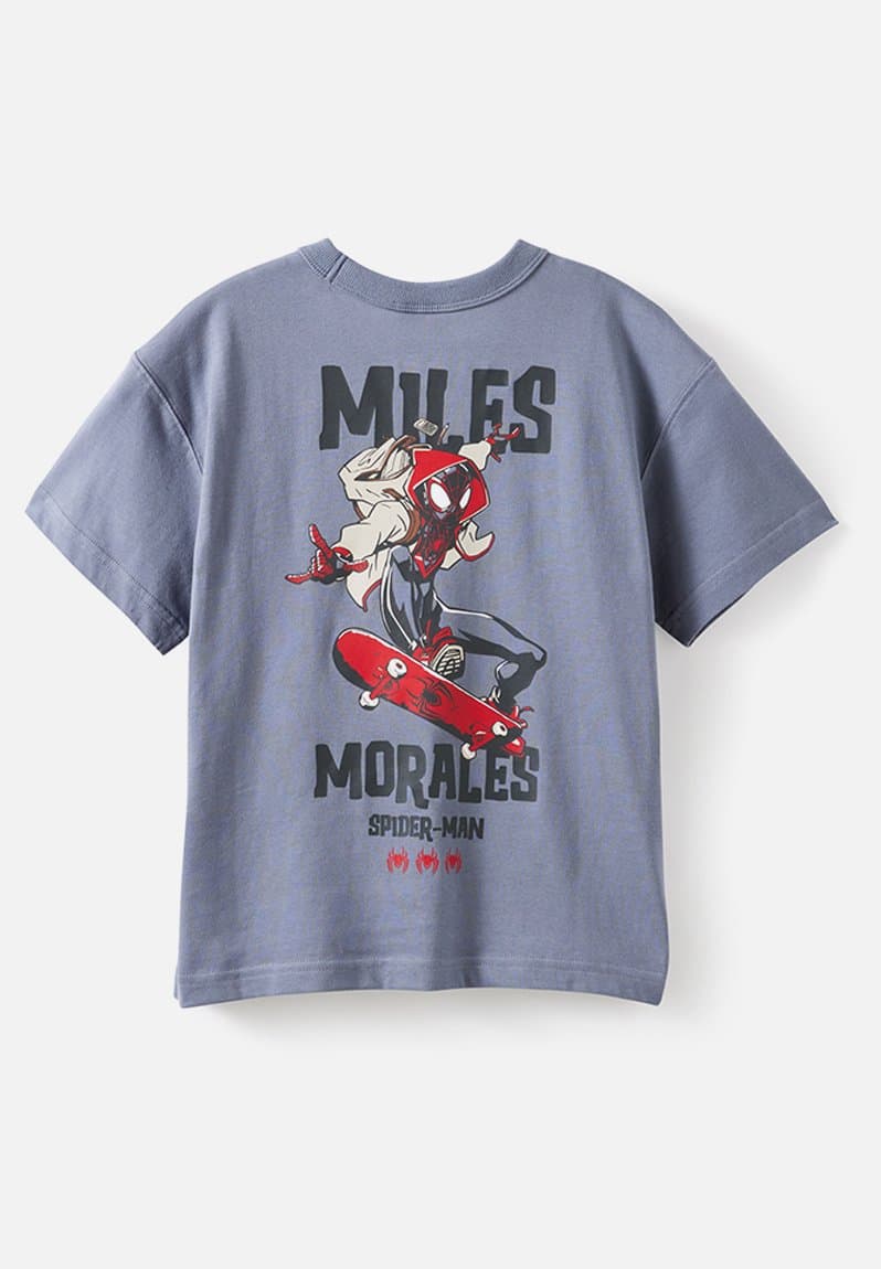 Licensed Drop Shoulder Short Sleeve Tee Lcn Mar Steel/Miles Morales Skate, view 2