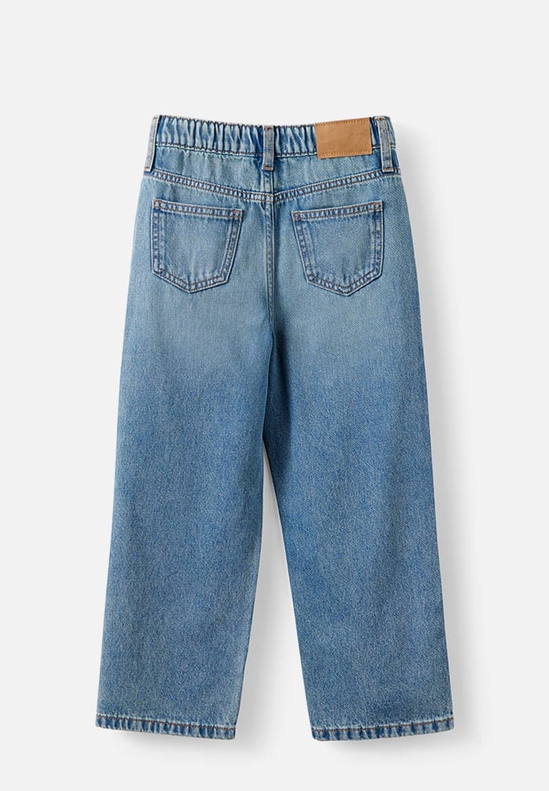 Unisex Straight Leg Denim Jean Blue Haven Mid Blue/Pocket Trim, view 2