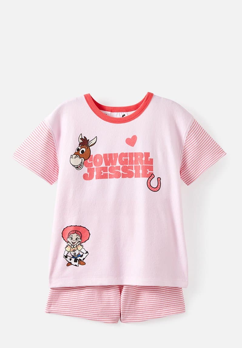 Snoozesoft Short Sleeve Pj Set License Lcn Dis Tea Party Pink/Cowgirl Jessie