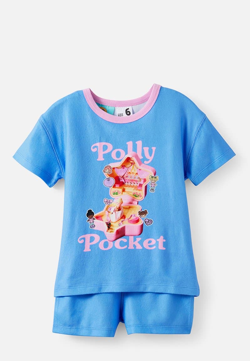 Snoozesoft Short Sleeve Pj Set License Lcn Mat Blue Bonnet/Polly Pocket