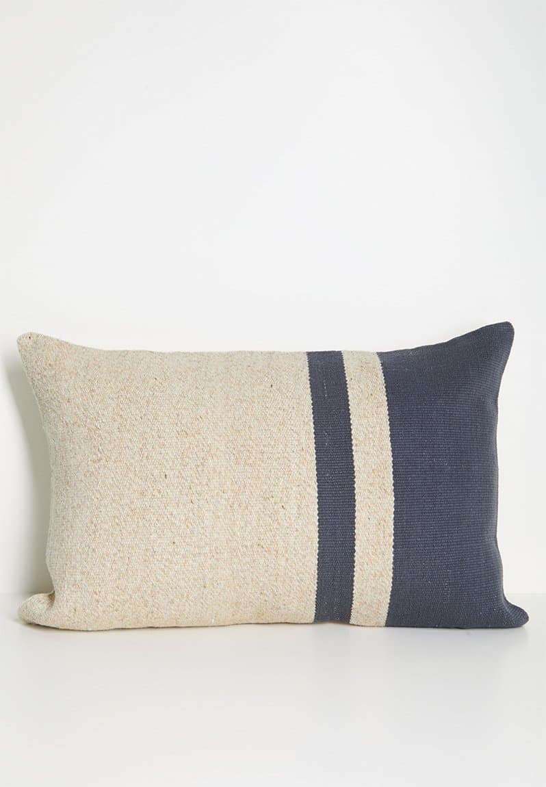 Woven Wool Cotton Blend Block Cushion Cover neutral