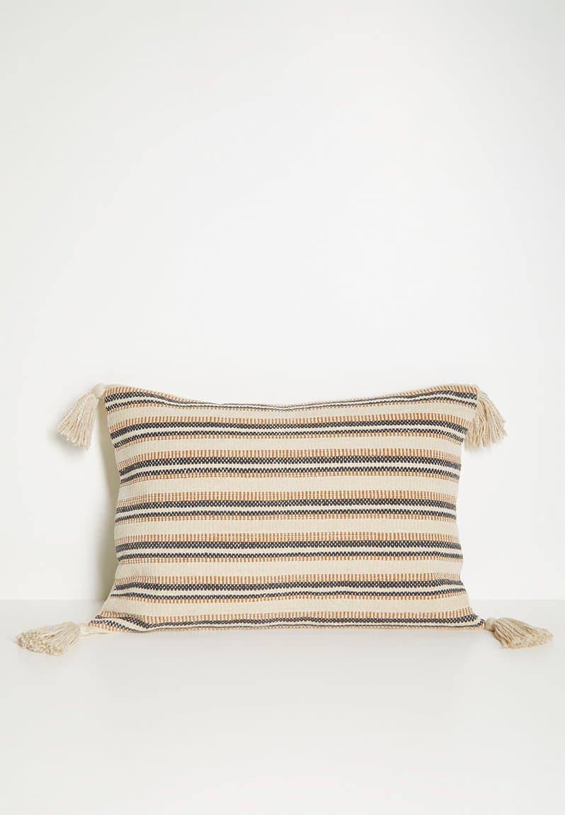Cotton Woven Striped Cushion Rust