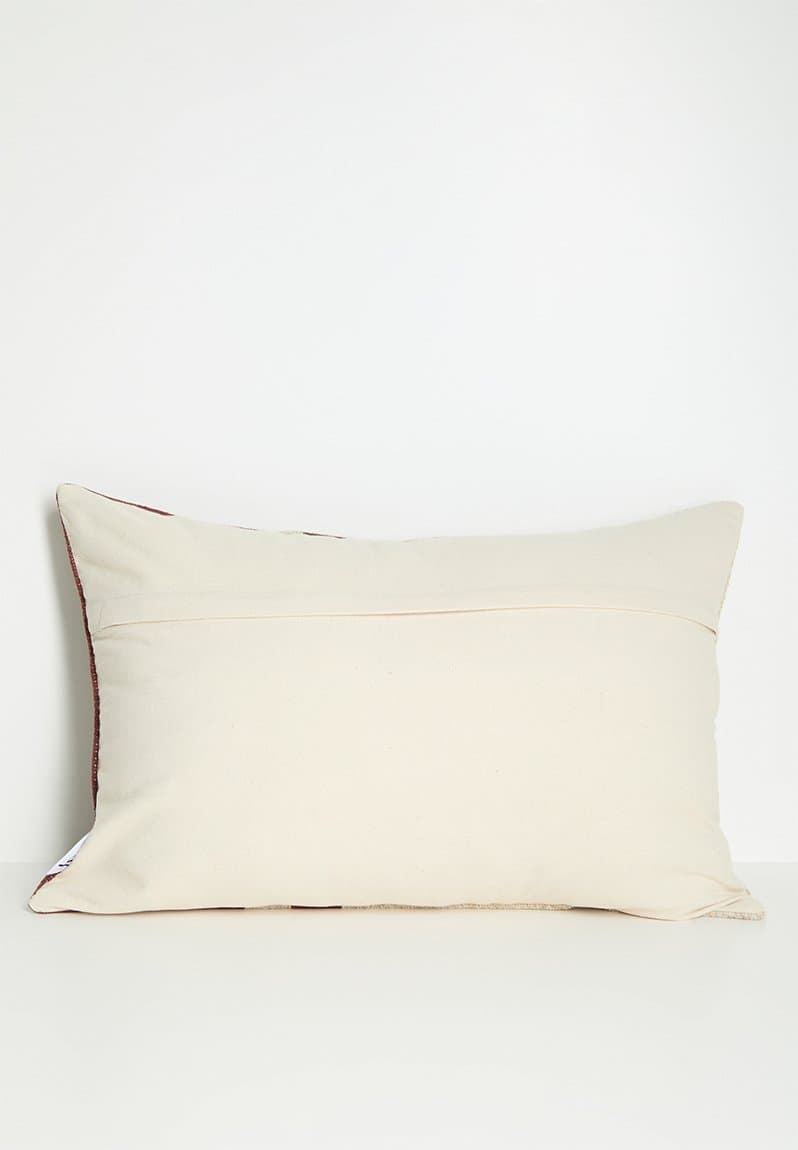 Woven Wool Cotton Blend Block Cushion Cover Rust, view 2