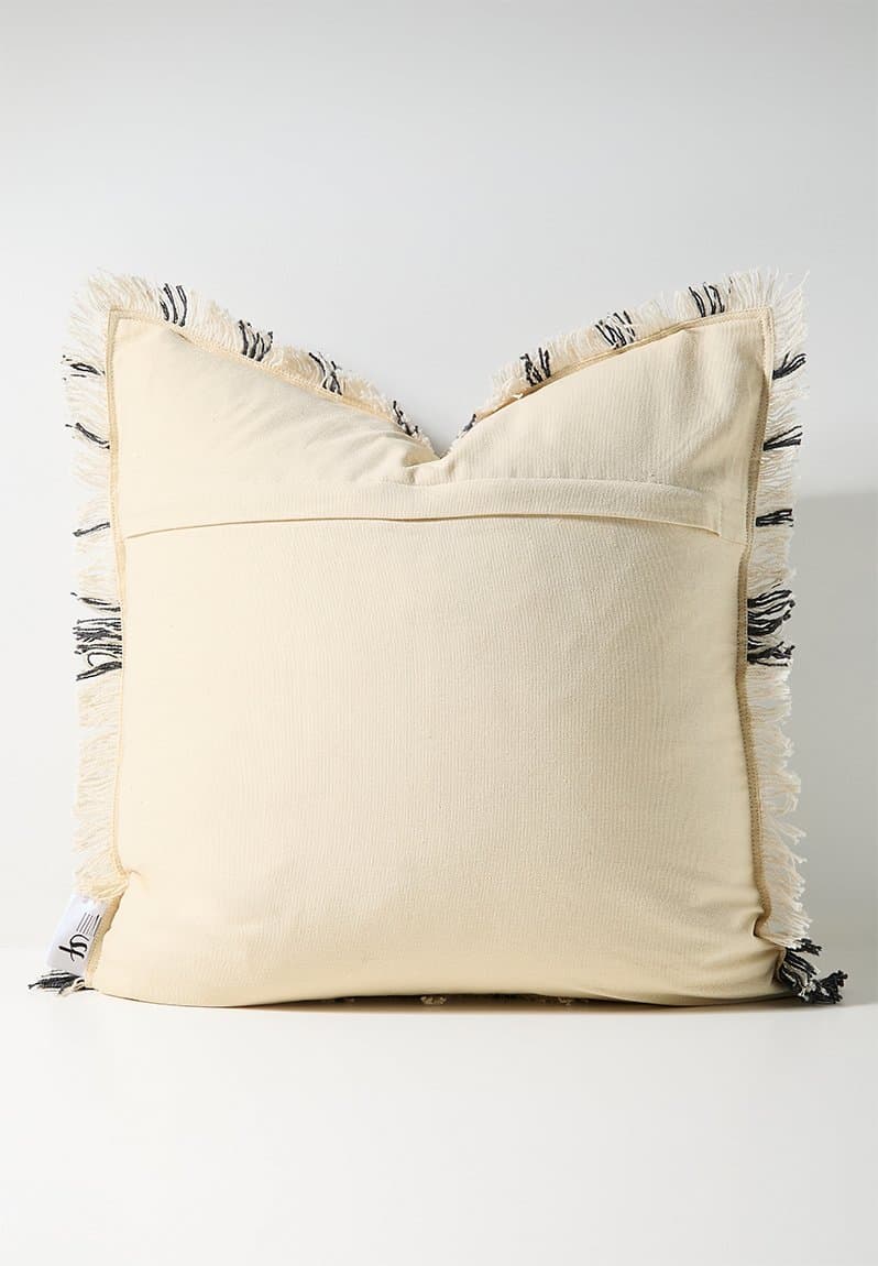 Woven Check Cushion Cover Charcoal & Neutral, view 2