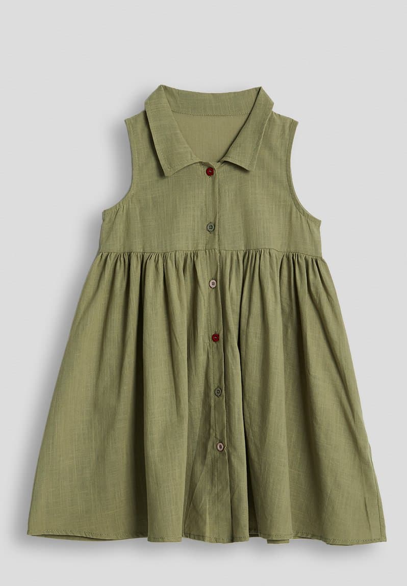 Multicoloured button a-line shirt dress