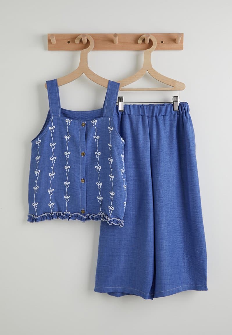 Embroidered cami & wide leg pants