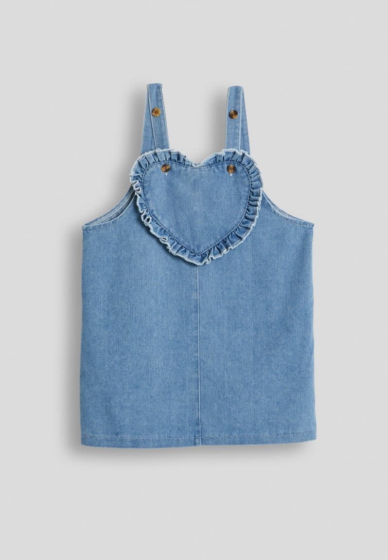 Heart-shaped bodice denim dress