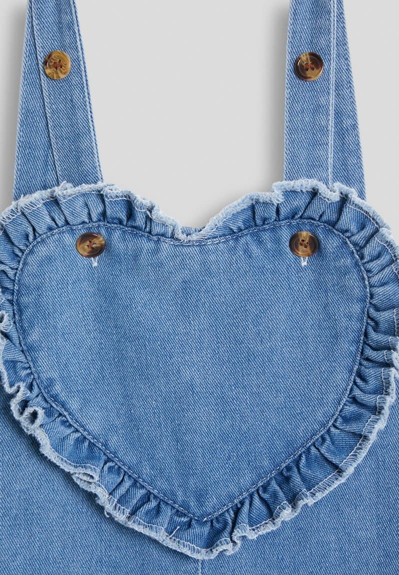 Heart-shaped bodice denim dress, view 2