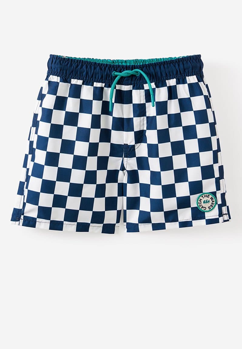 Bailey Board Short Squid Ink/Vanilla Checkerboard