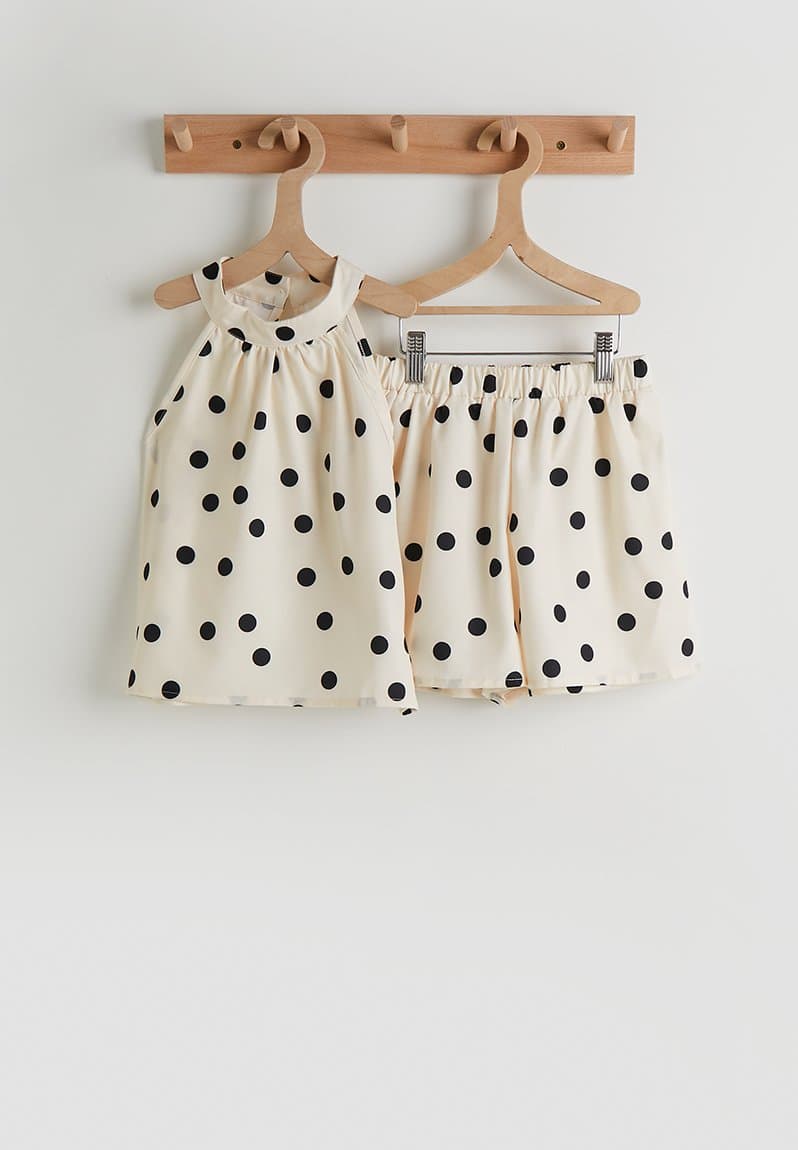 Polka dot halter neck dress