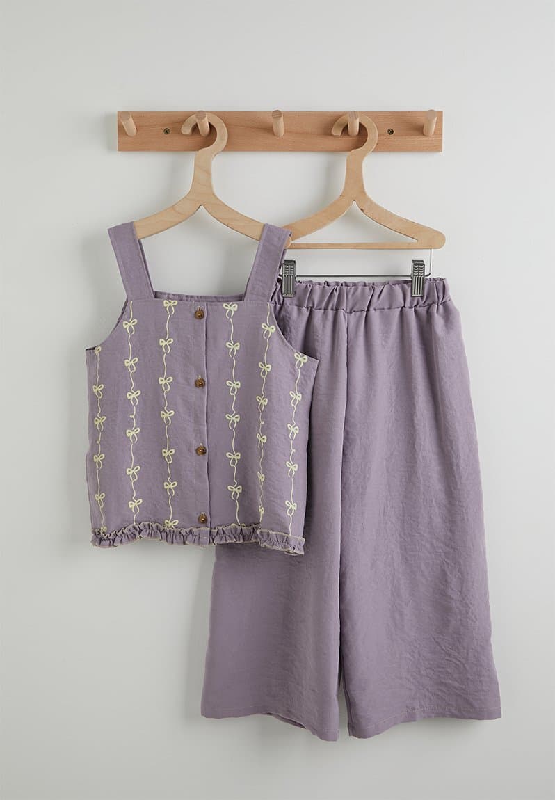 Embroidered cami & wide leg pants