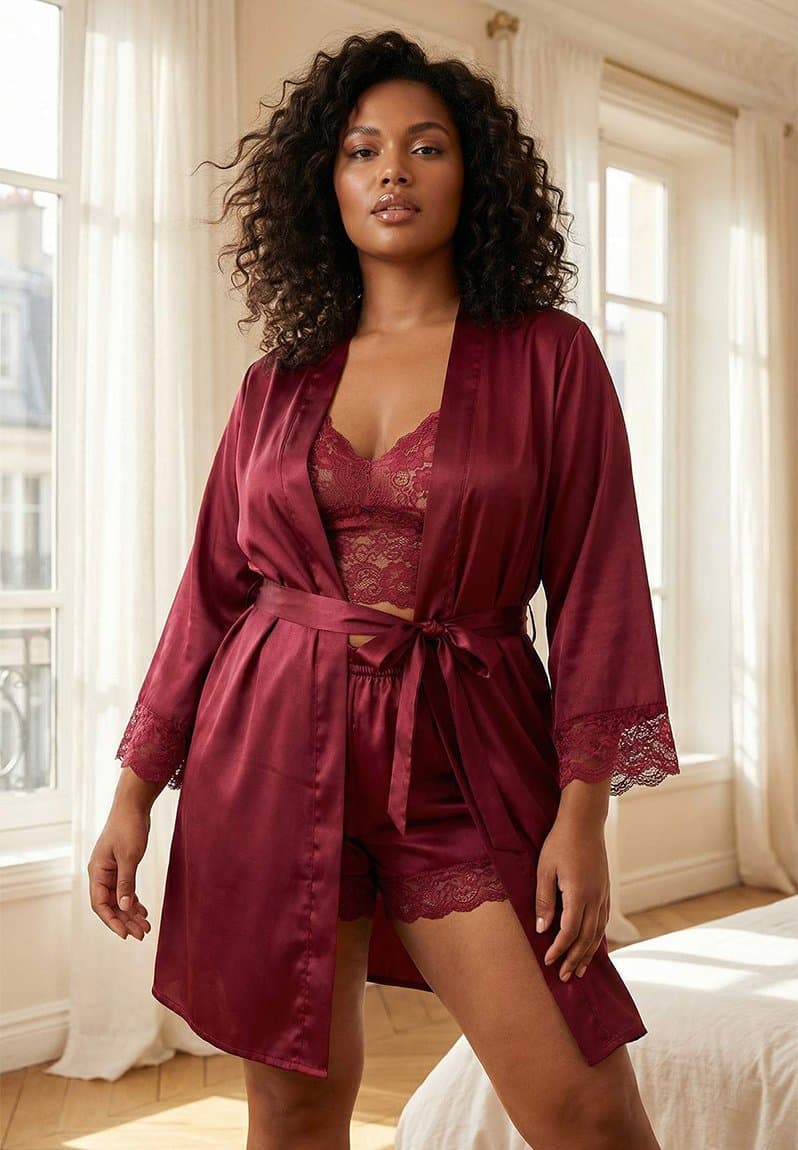 Plus satin 3-piece downy set