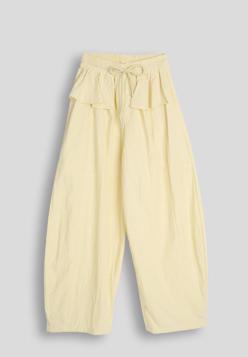 Peplum frill barrel leg pants powder