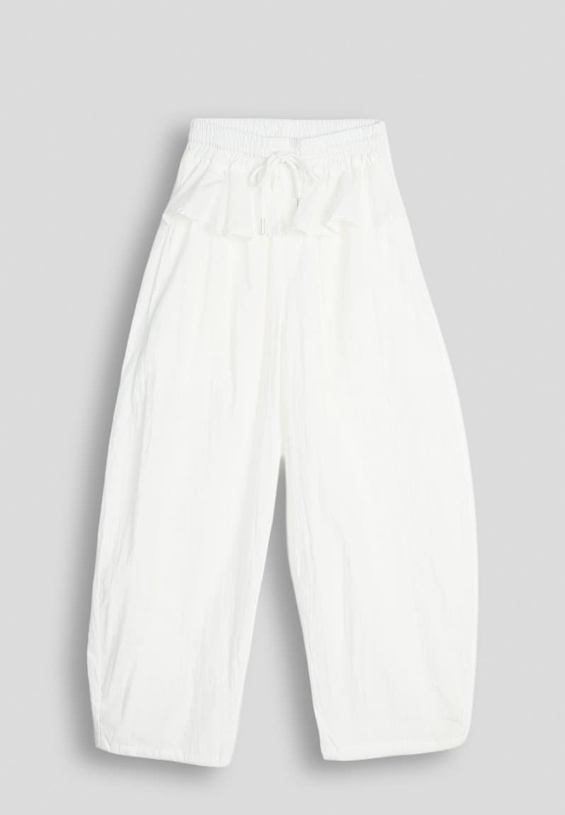 Peplum frill barrel leg pants