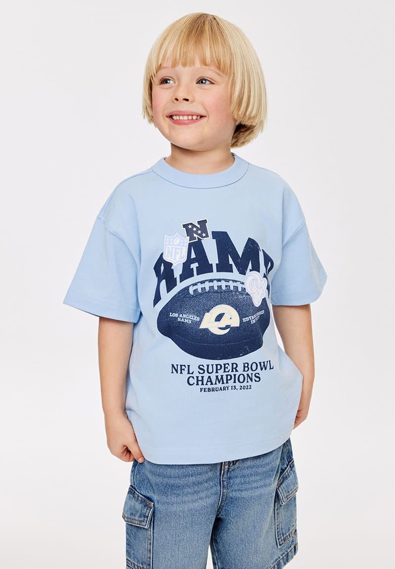 Licensed Drop Shoulder Short Sleeve Tee Lcn Nfl Cloud Blue/Rams