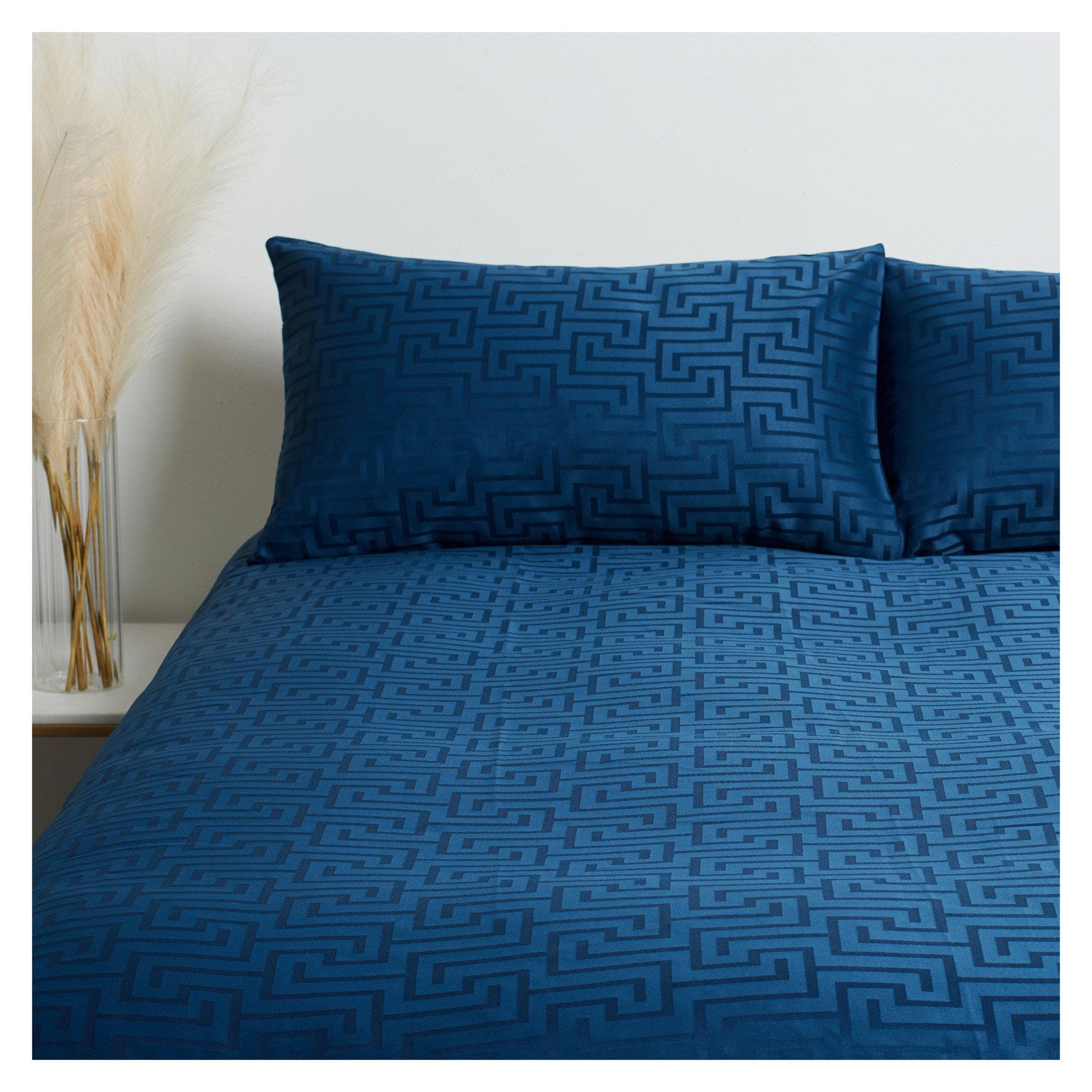 Microfibre Deco Navy Jacquard Duvet Cover Set