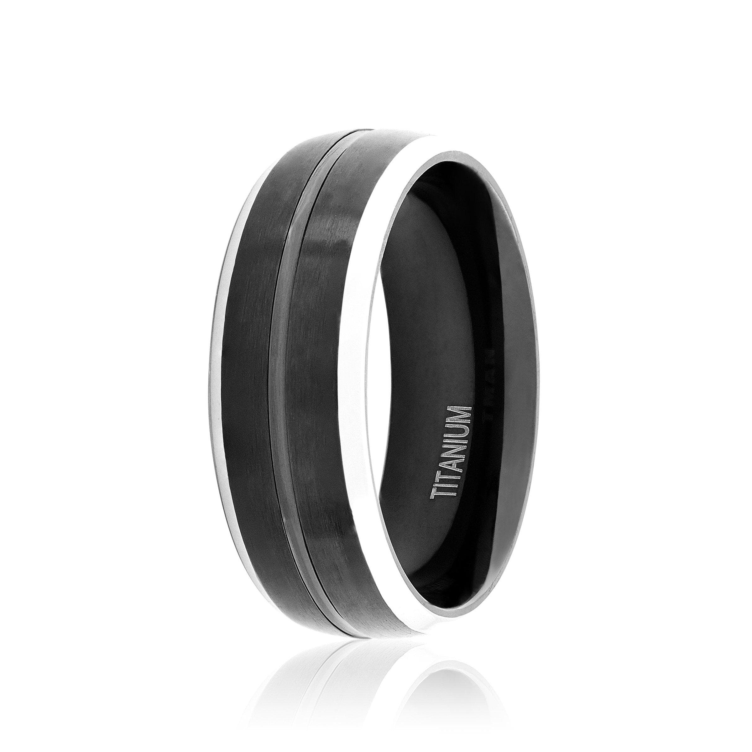 Black and Steel Titanium Ring