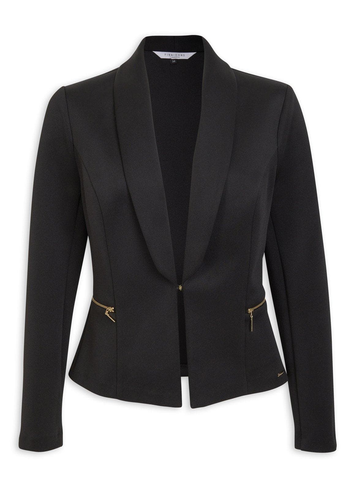 Black Blazer with Zip Closure Pockets