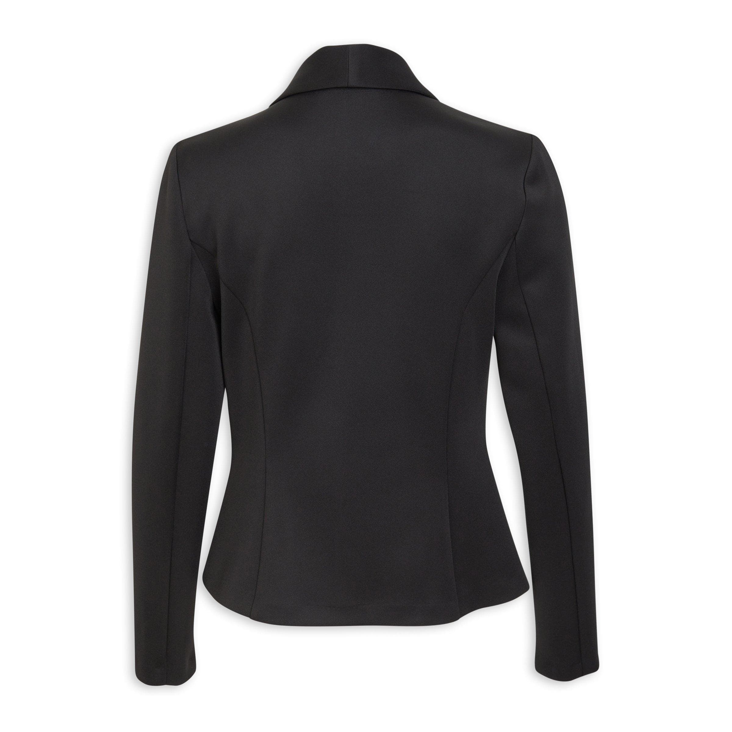 Black Blazer with Zip Closure Pockets, view 2