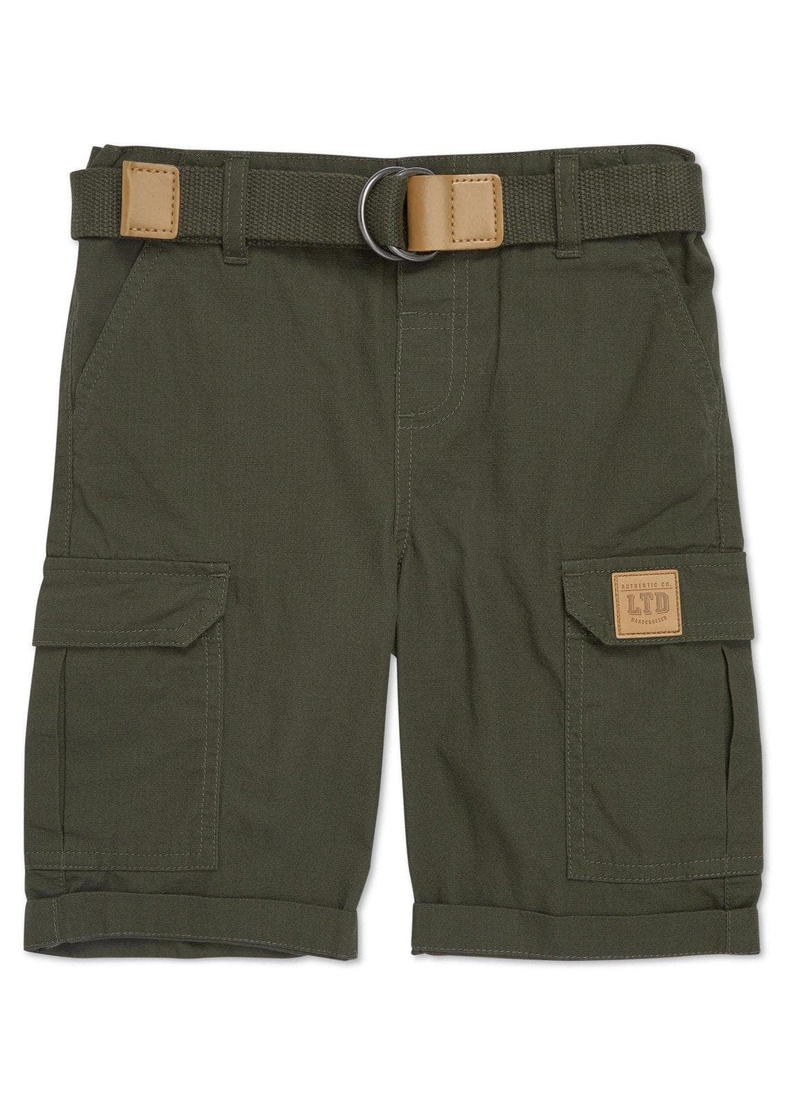 Kid Boys Green Belted Shorts