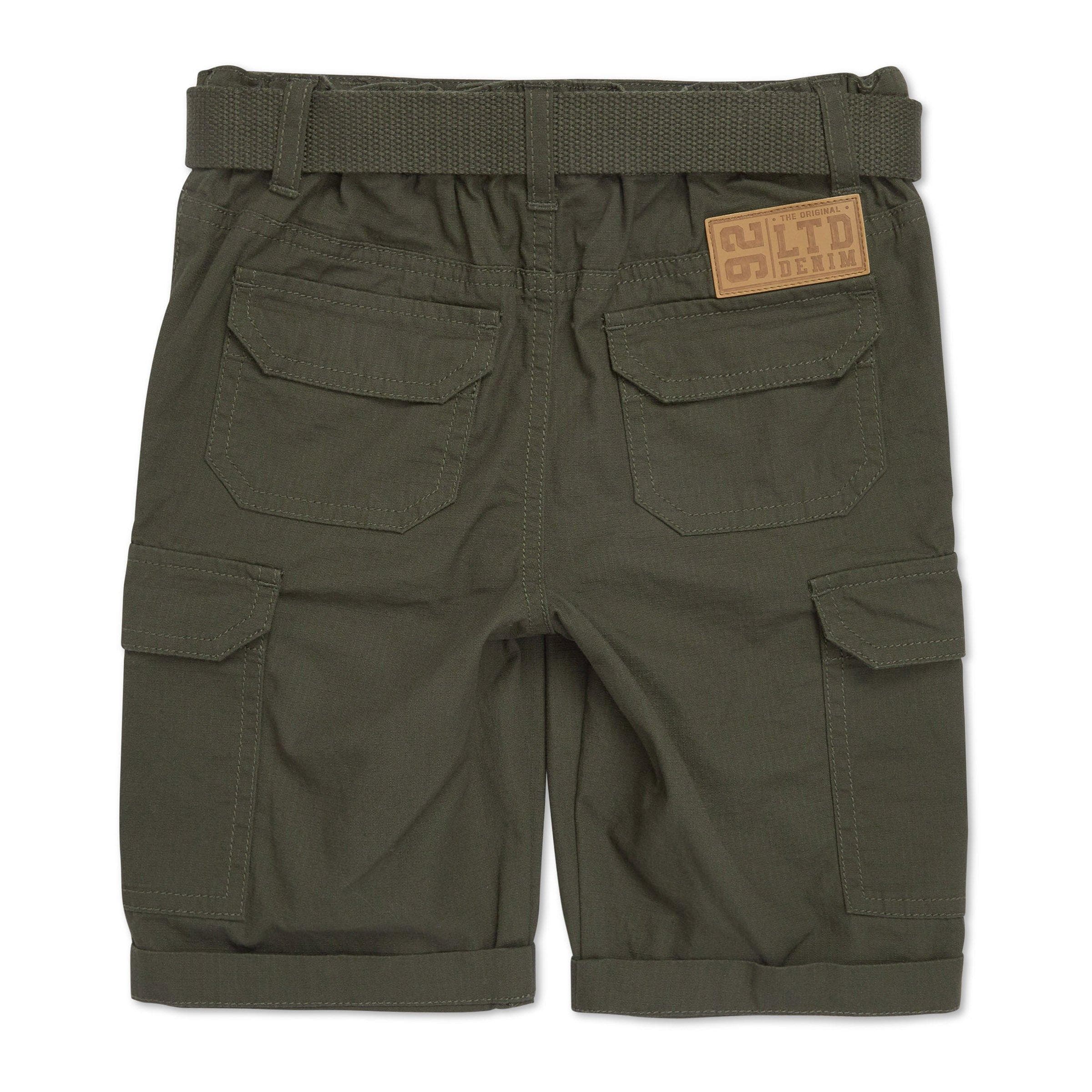 Kid Boys Green Belted Shorts, view 2