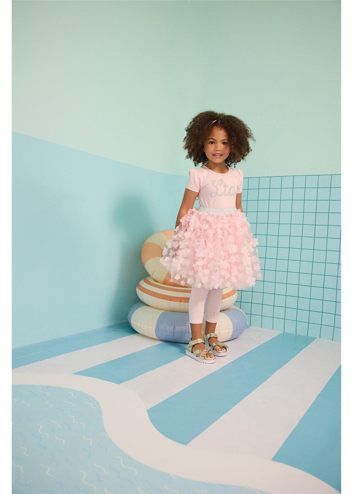 Kid Girls Pink Dress and Leggings Set