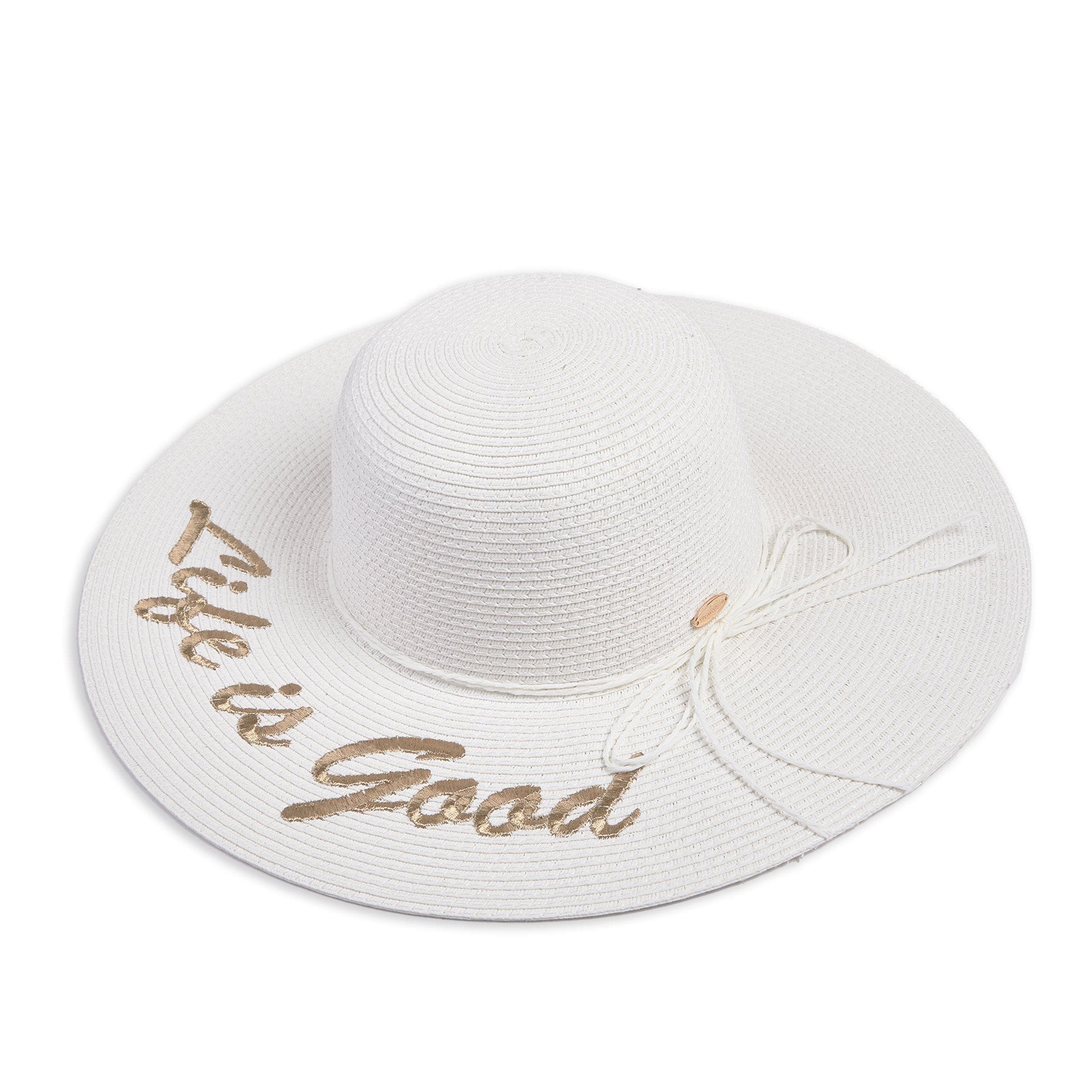 White Slogan Floppy Sun Hat, view 2