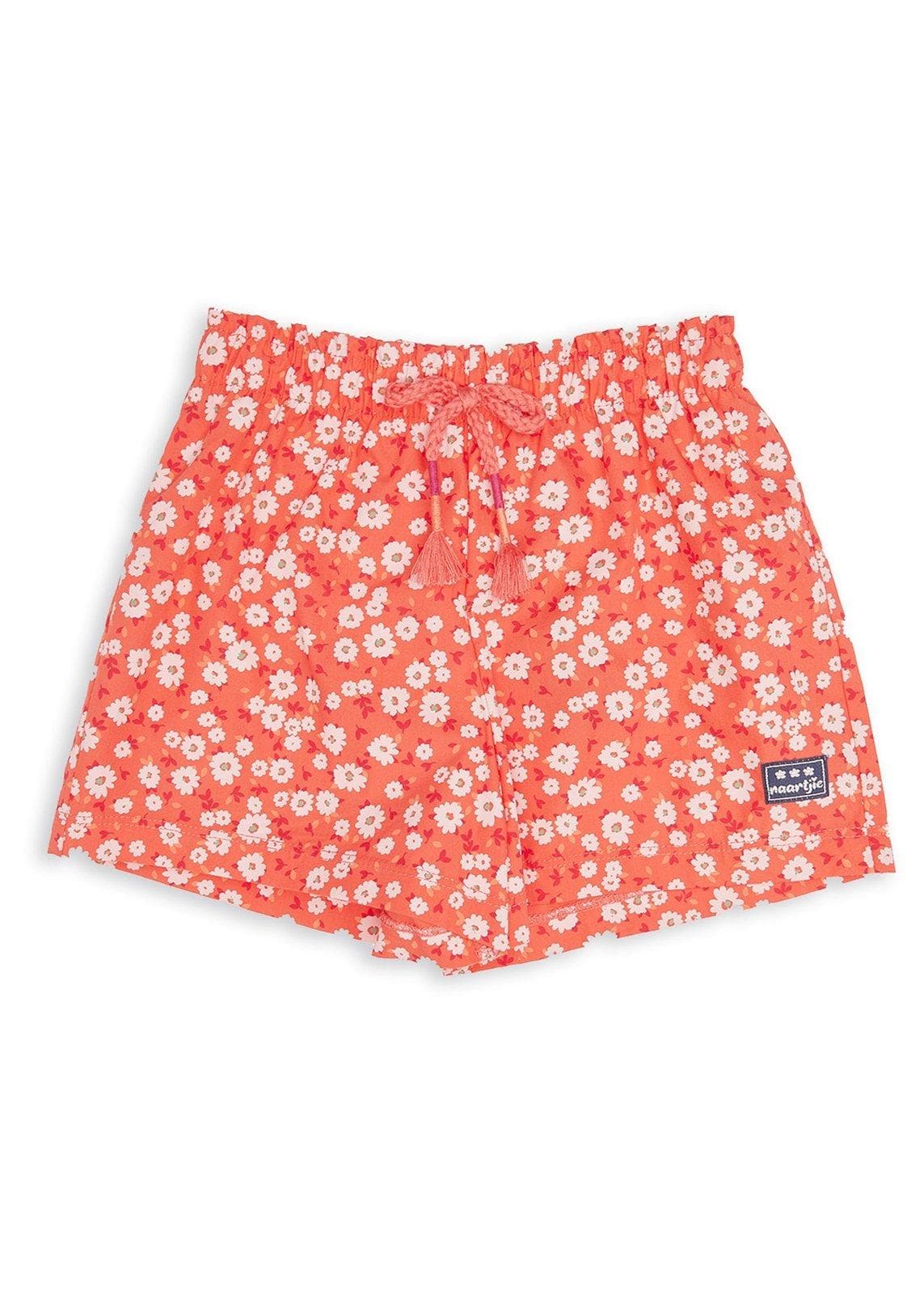 Kid Girls Orange Floral Shorts