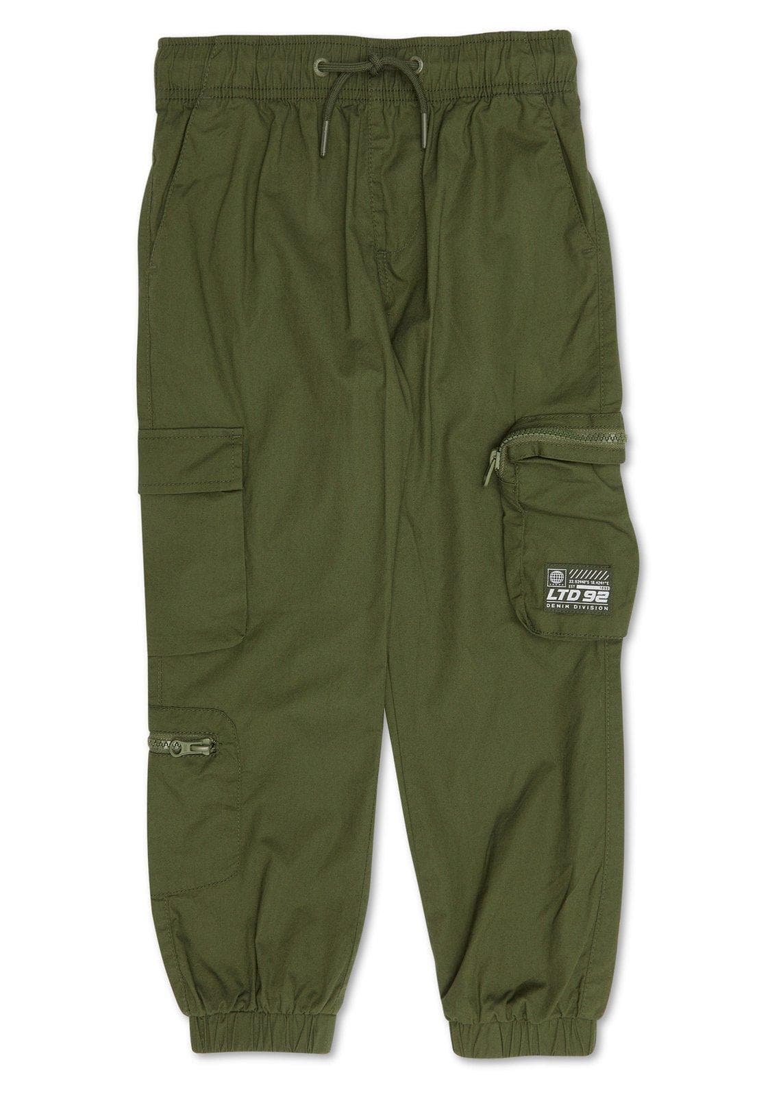 Kid Boys Green Parachute Jogger Pants