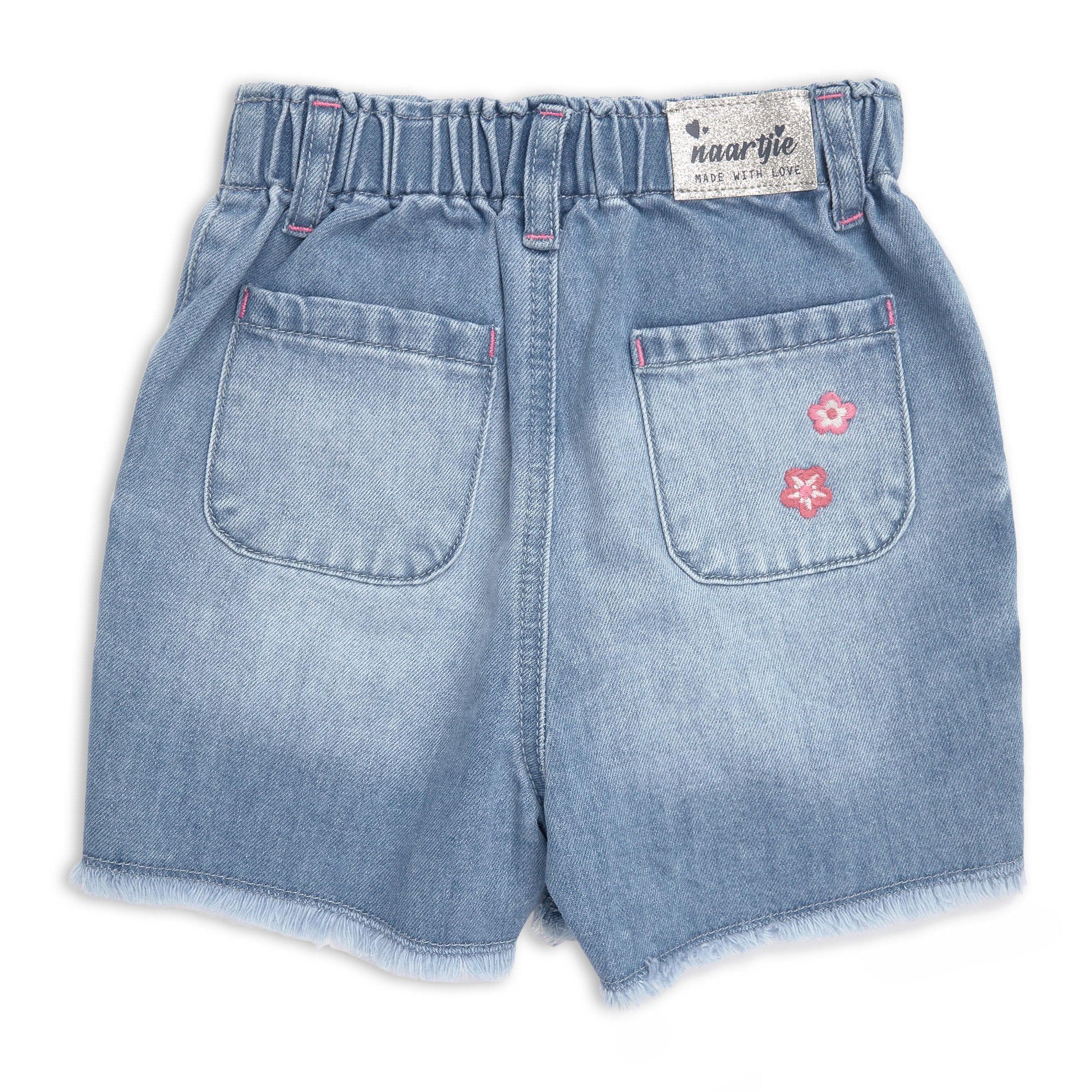 Kid Girls Indigo Denim Shorts, view 2