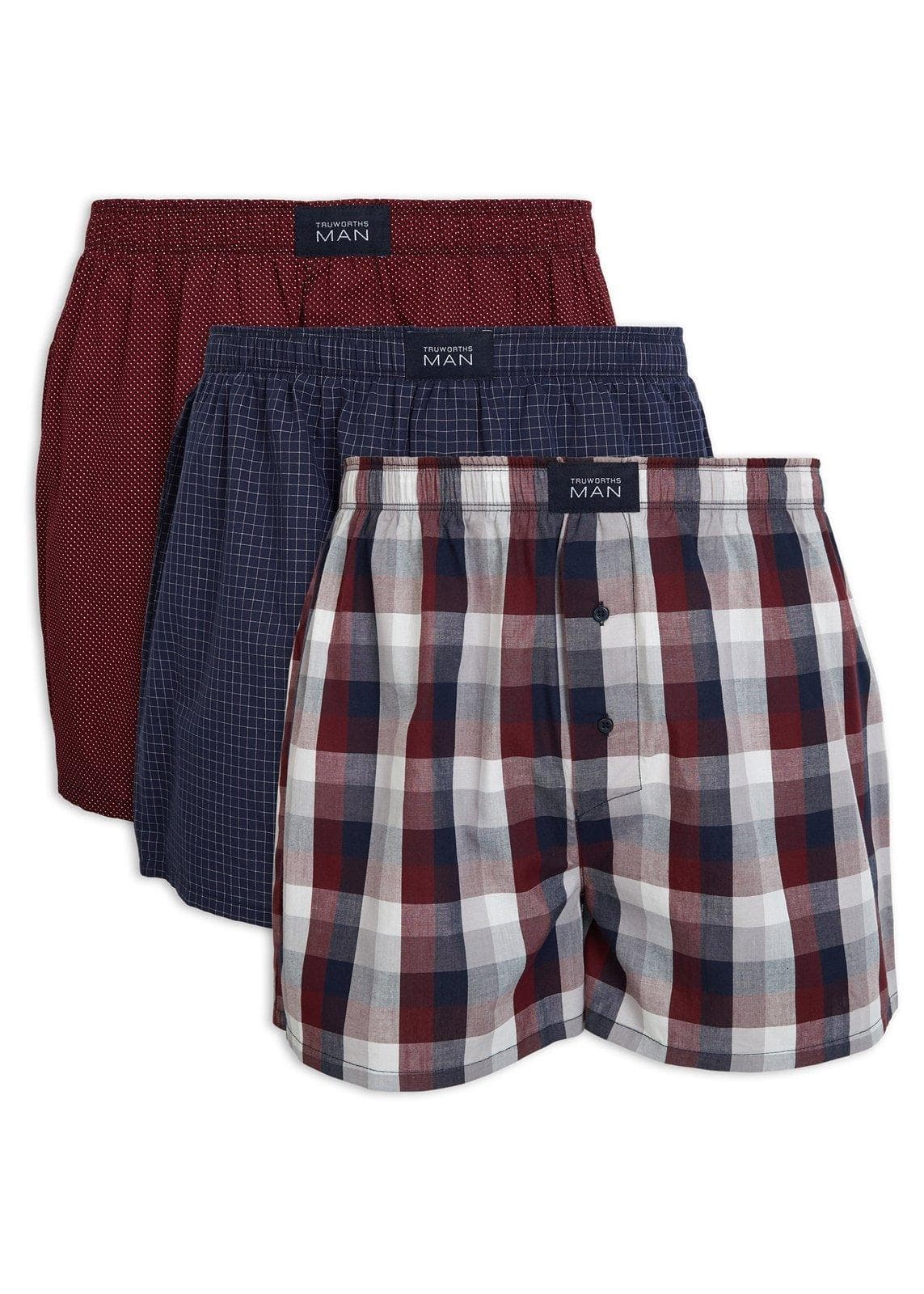Burgundy And Navy 3-Pack Boxers