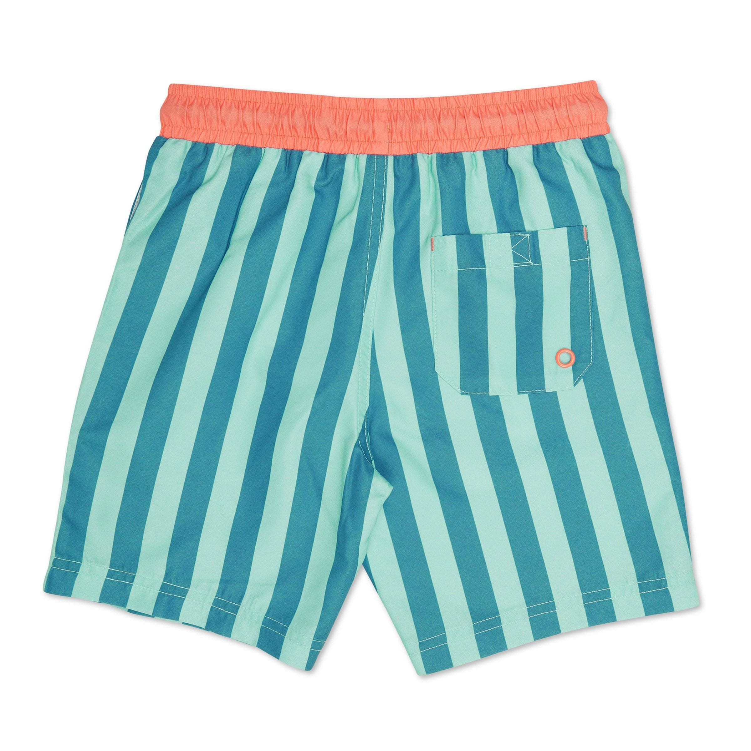 Kid Boys Blue Striped Swim Shorts, view 2
