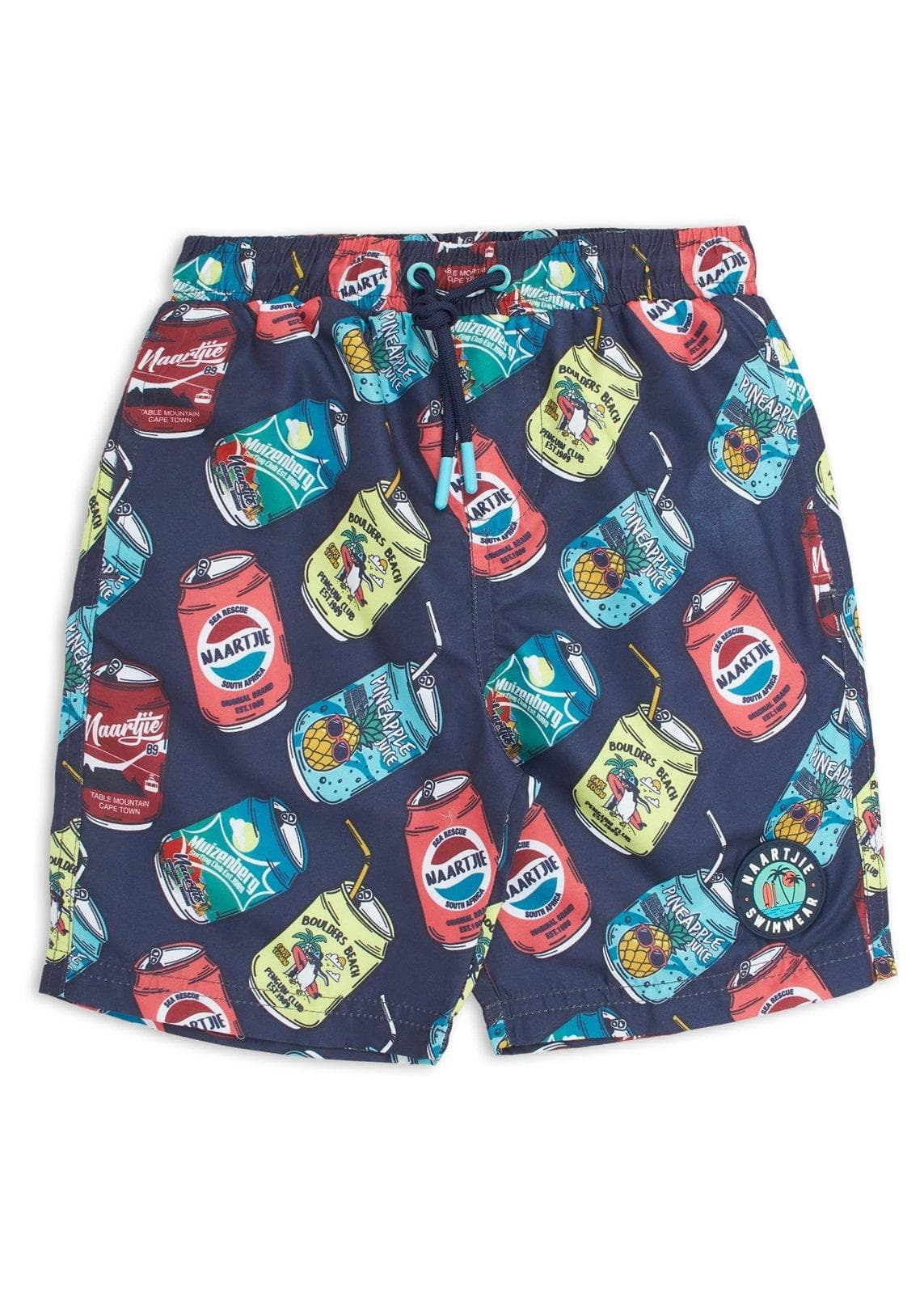 Kid Boys Navy Can Print Swim Shorts