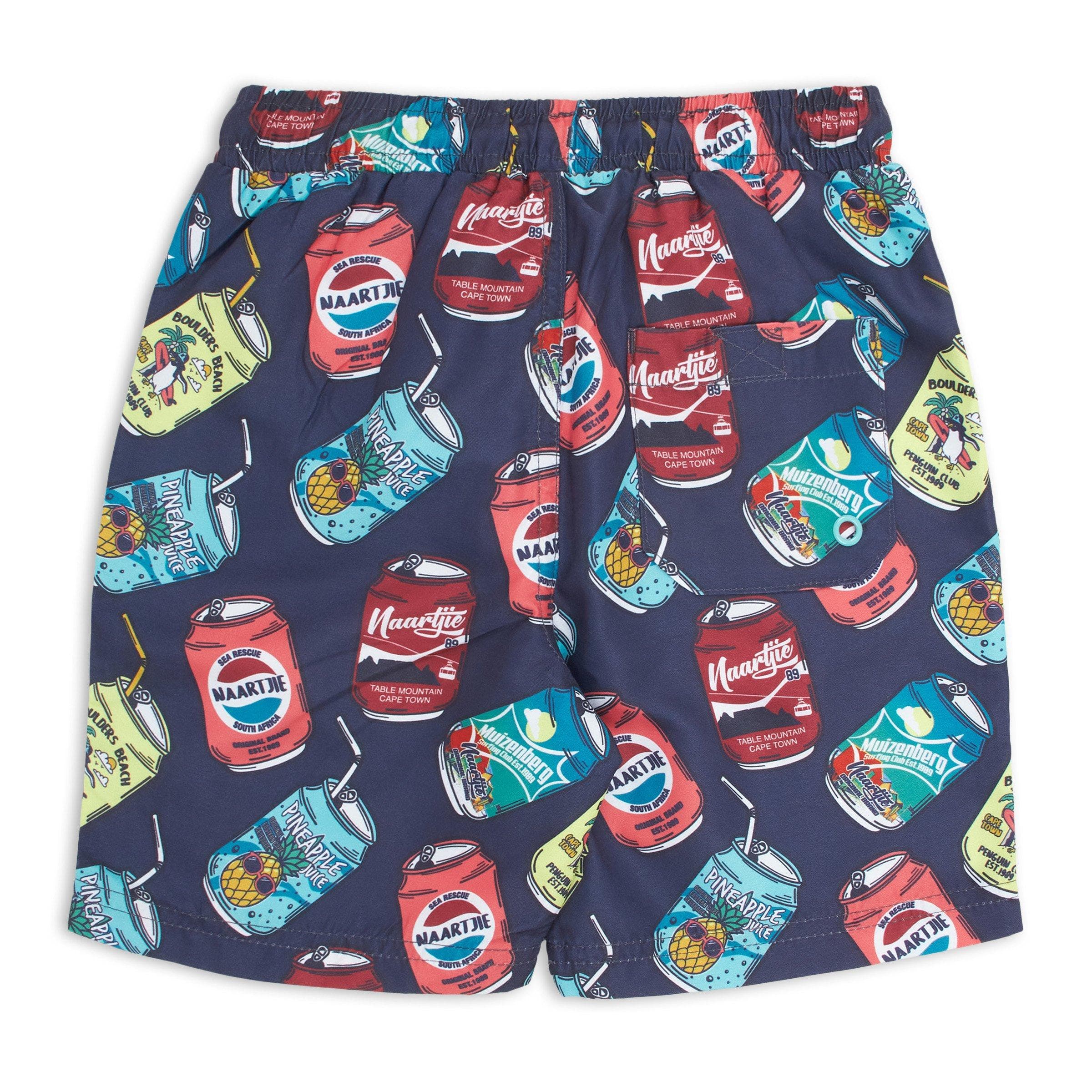 Kid Boys Navy Can Print Swim Shorts, view 2