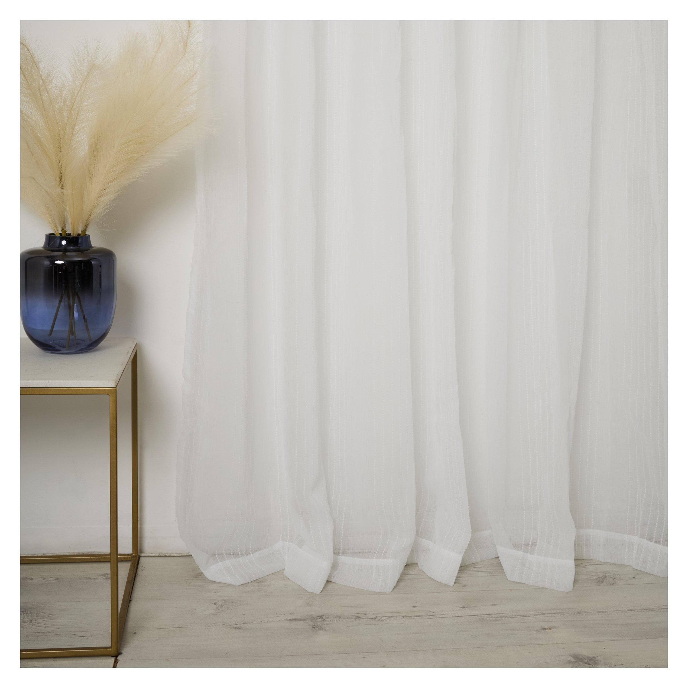 Textured Sheer White Eyelet Curtain