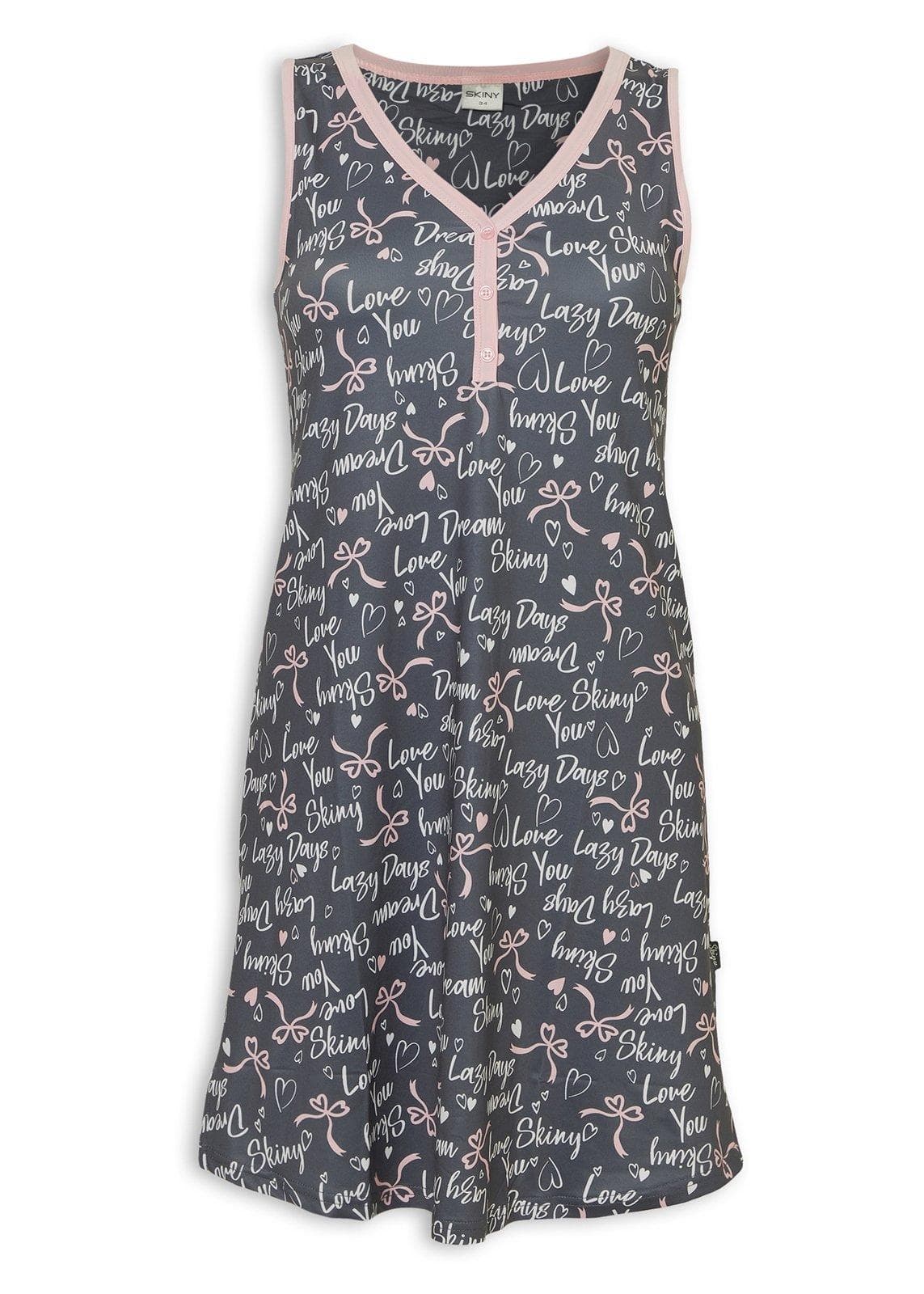 Grey and Pink Script Print Sleepdress