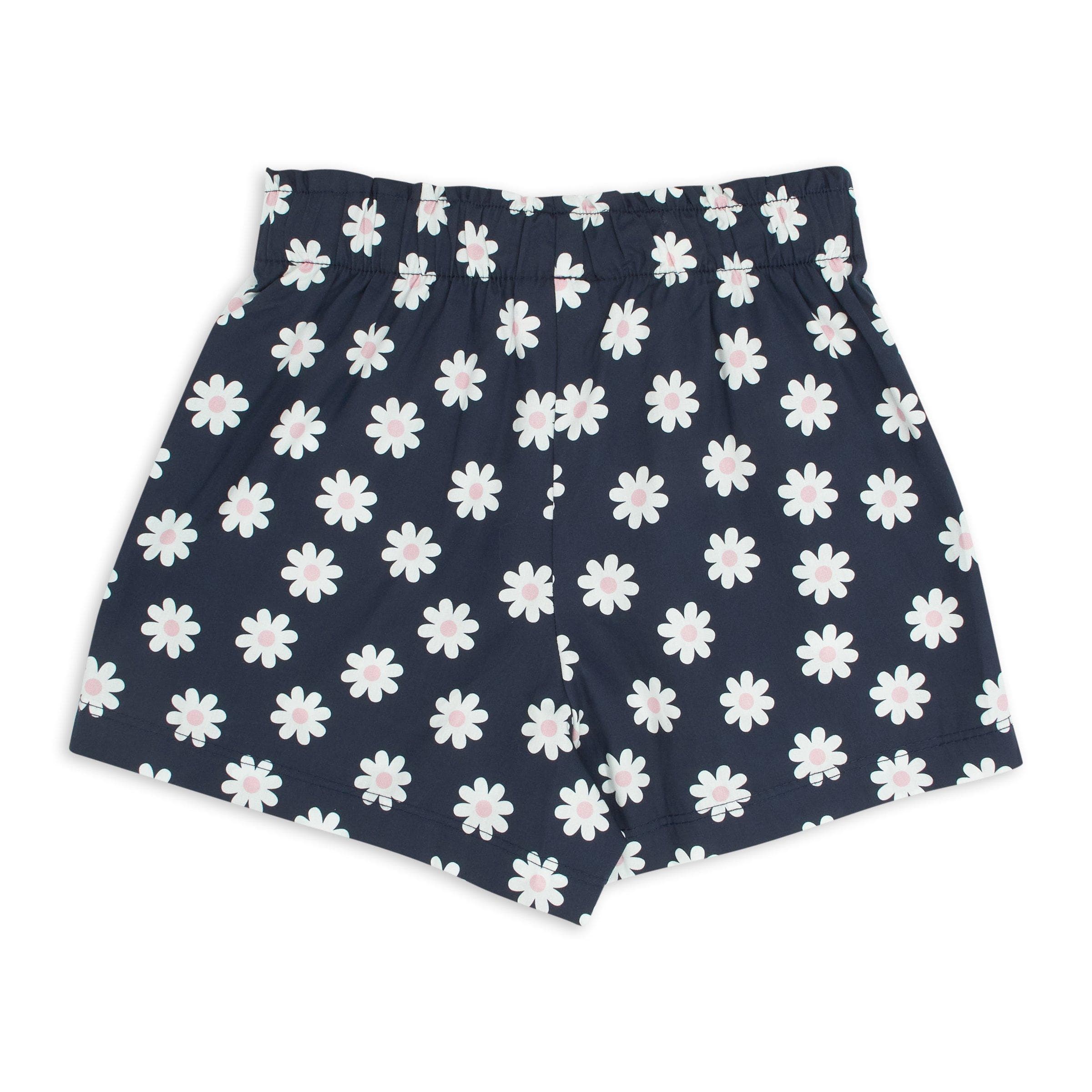 Kid Girls Navy Daisy Print Shorts, view 2