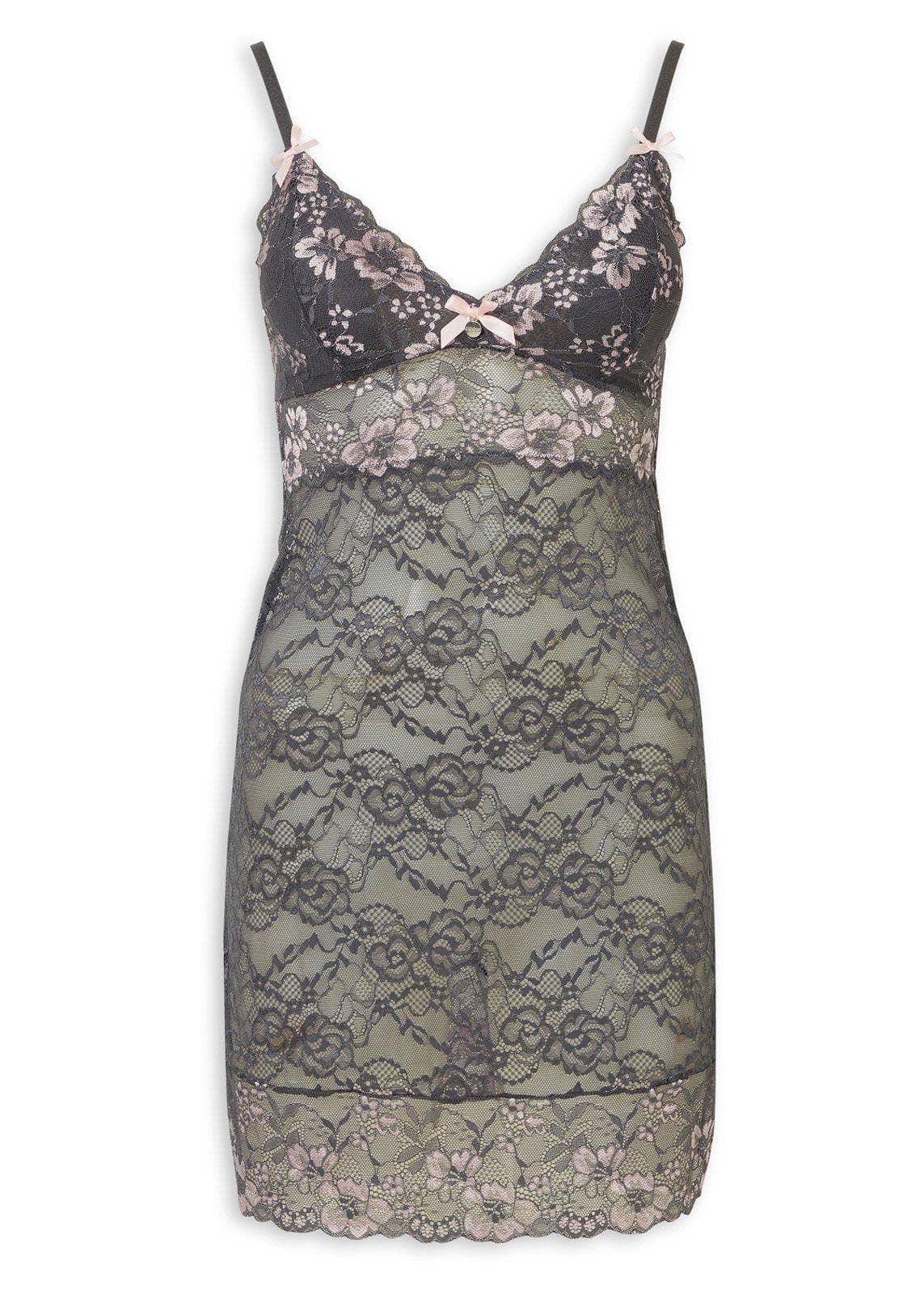 Grey Two Tone Lace Chemise